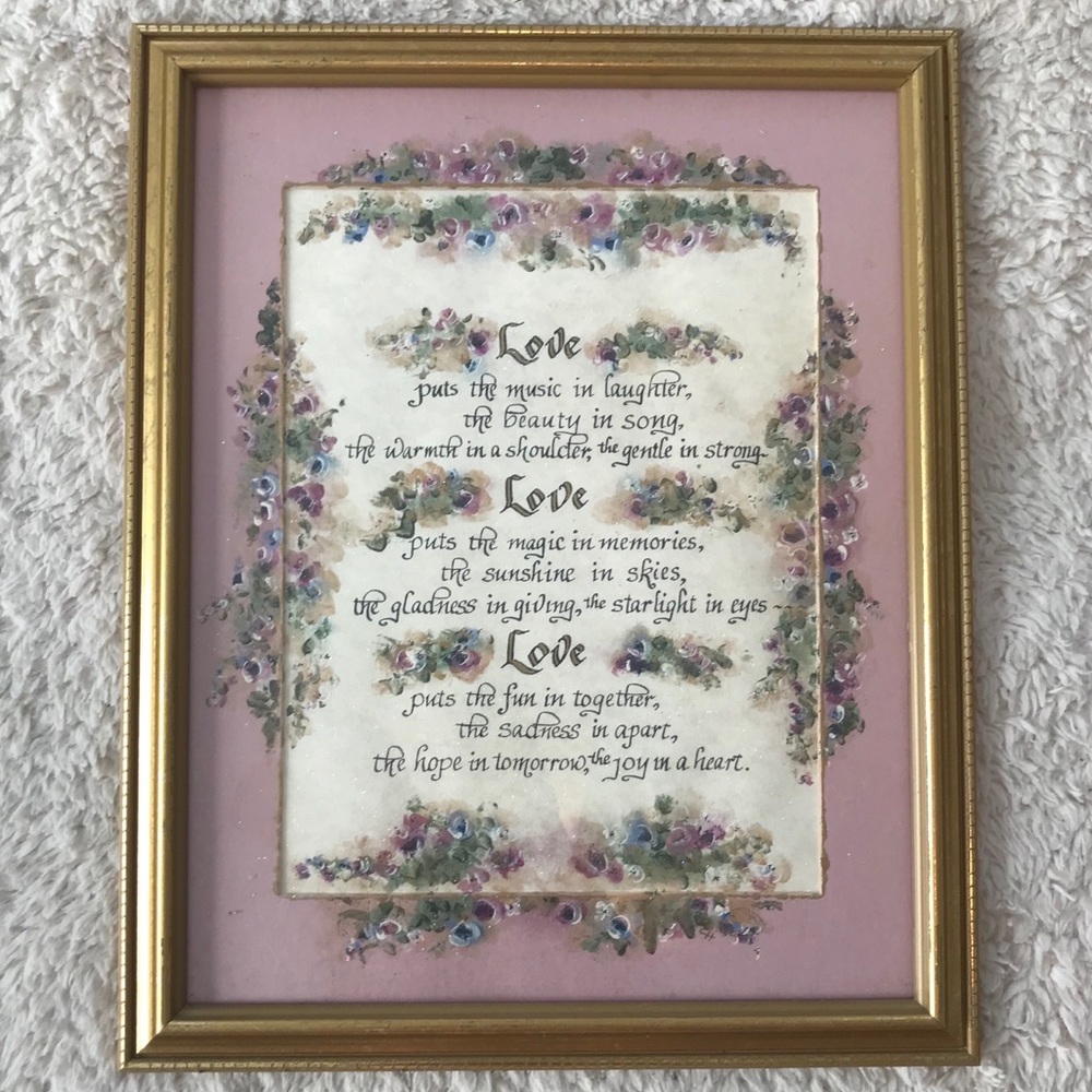 Framed Love Poem w/ Floral Detail